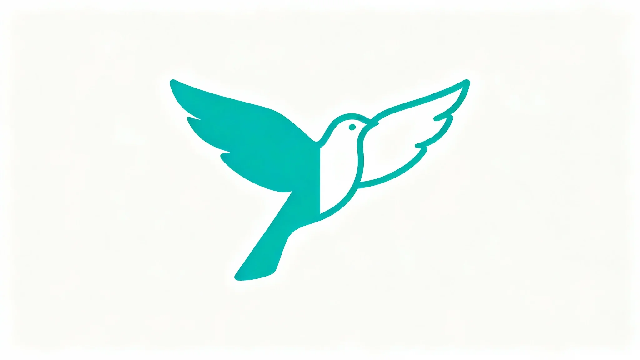 A stylized graphic of a bird, demonstrating a 'convert to outline' feature. The left side of the bird is solid teal, while the right side is just a teal outline against a white background.