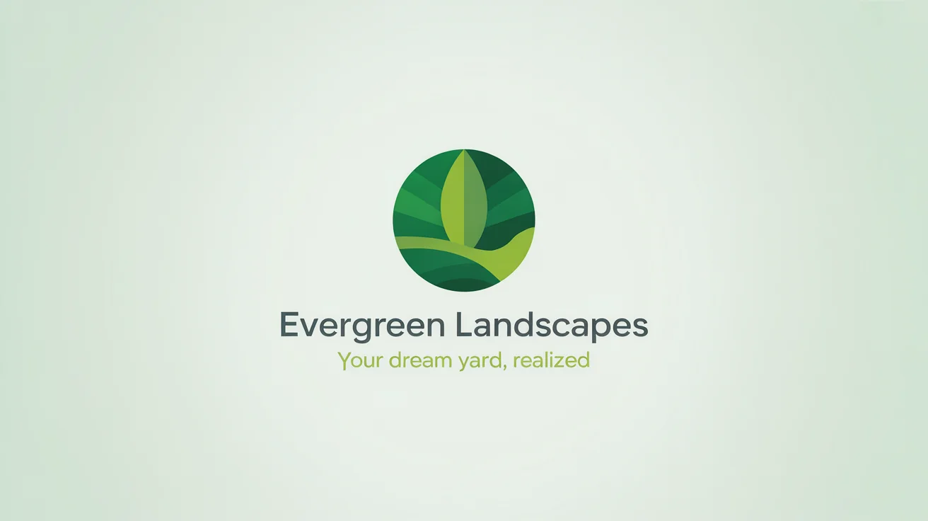 A modern, minimalist logo for a landscaping company named 'Evergreen Landscapes', featuring a stylized green leaf and hill icon on a white background.