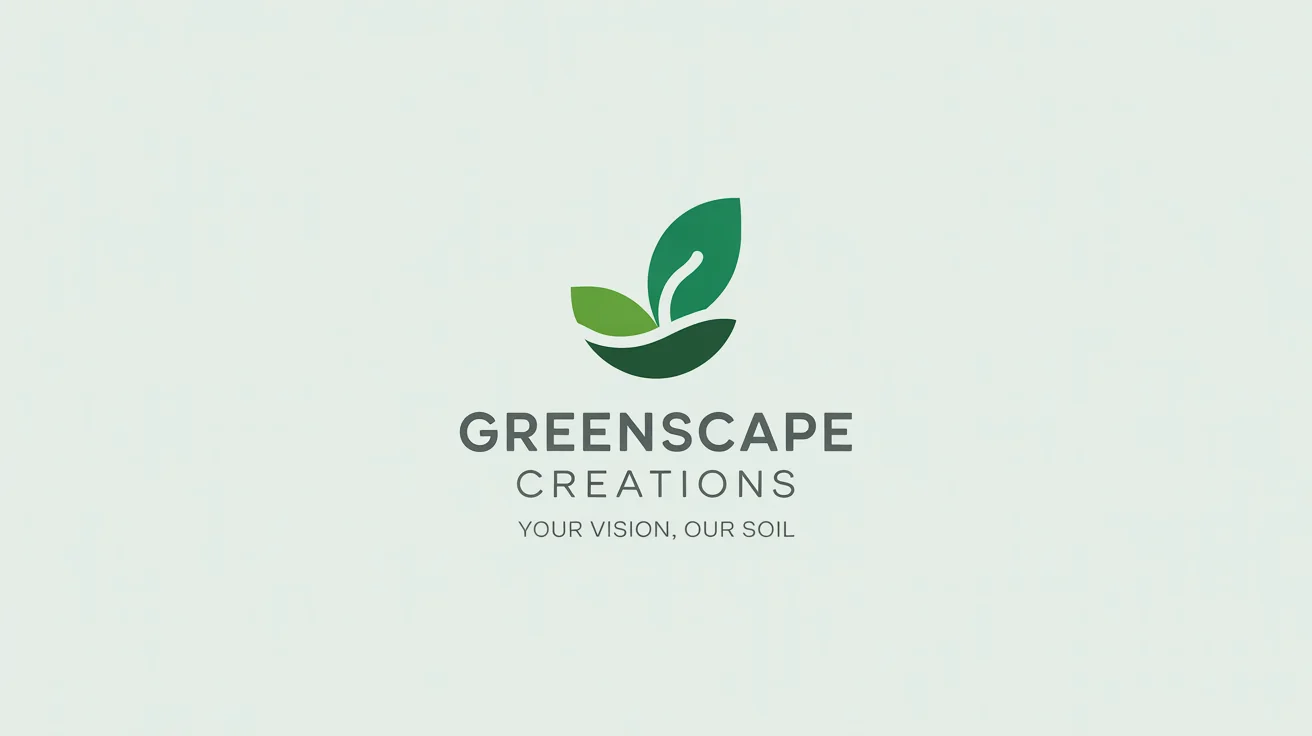 A professional logo for a landscaping company named 'GreenScape Creations'. The logo features a stylized green leaf and hill icon, presented on a clean white background.