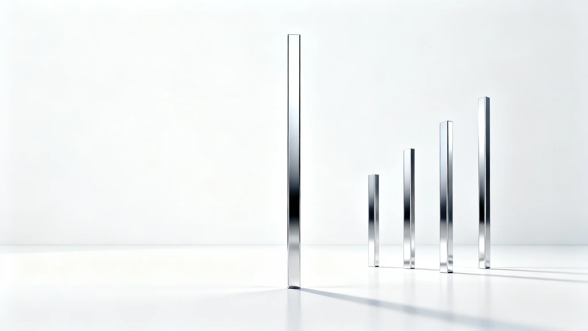An abstract visualization of data variance, showing a perfect central line next to a series of varied lines that differ in height and angle, all on a clean white background.