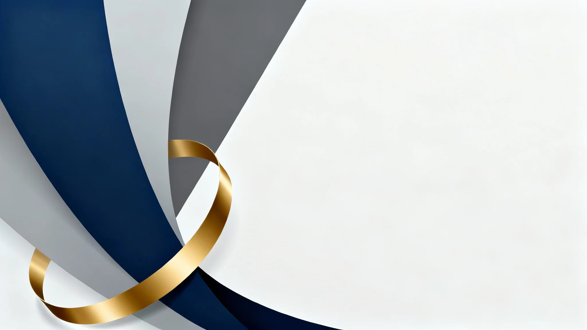 An abstract background design with navy blue and gray geometric shapes, accented by a gold swirl, with a large clean space on the side suitable for placing a logo.