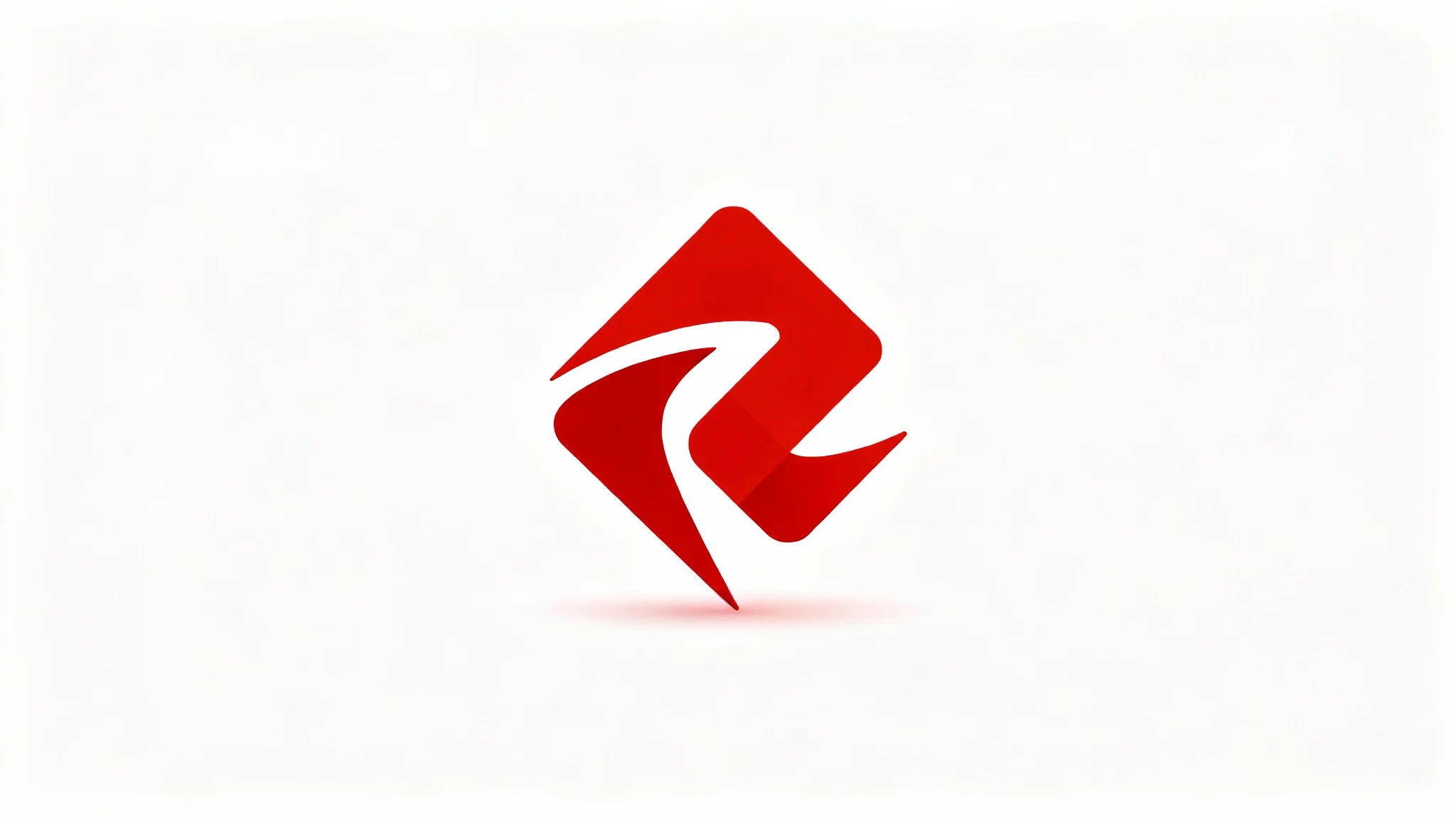 A modern, abstract logo in a bold shade of red, centered on a plain white background. The logo has a clean, minimalist geometric design.