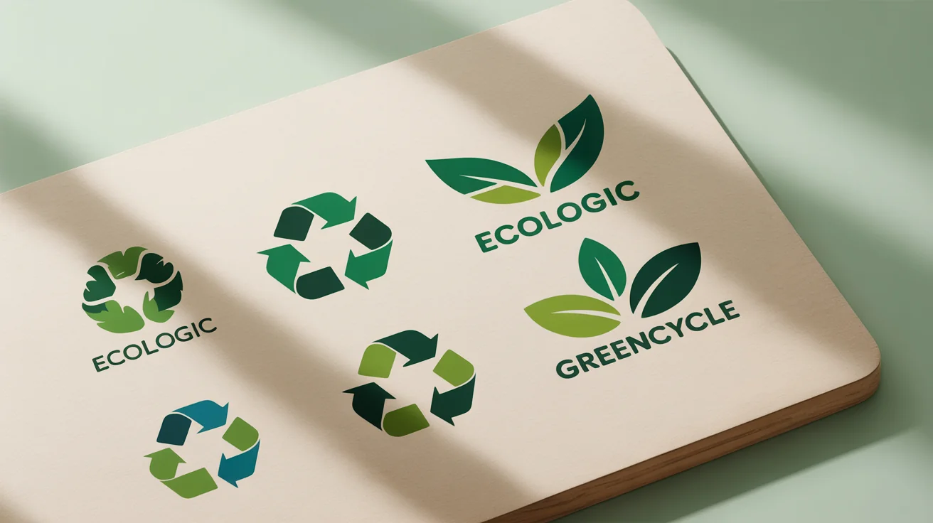 A professionally designed brand board showcasing multiple modern and clean recycle logos with fictional company names, displayed on a clean background.