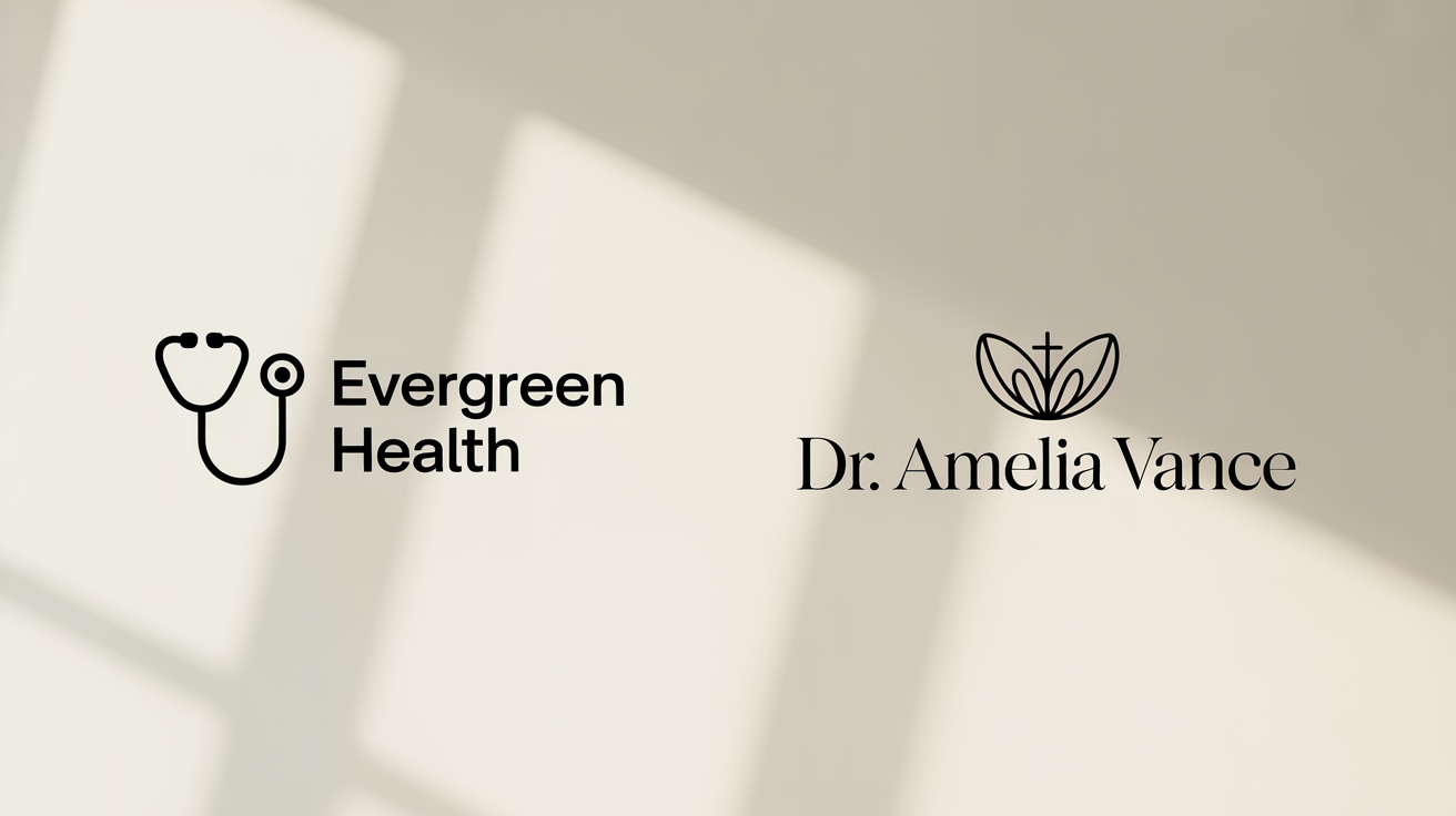 A showcase of three professionally designed logos for doctors and medical clinics, displayed horizontally on a clean background to demonstrate modern logo design styles.