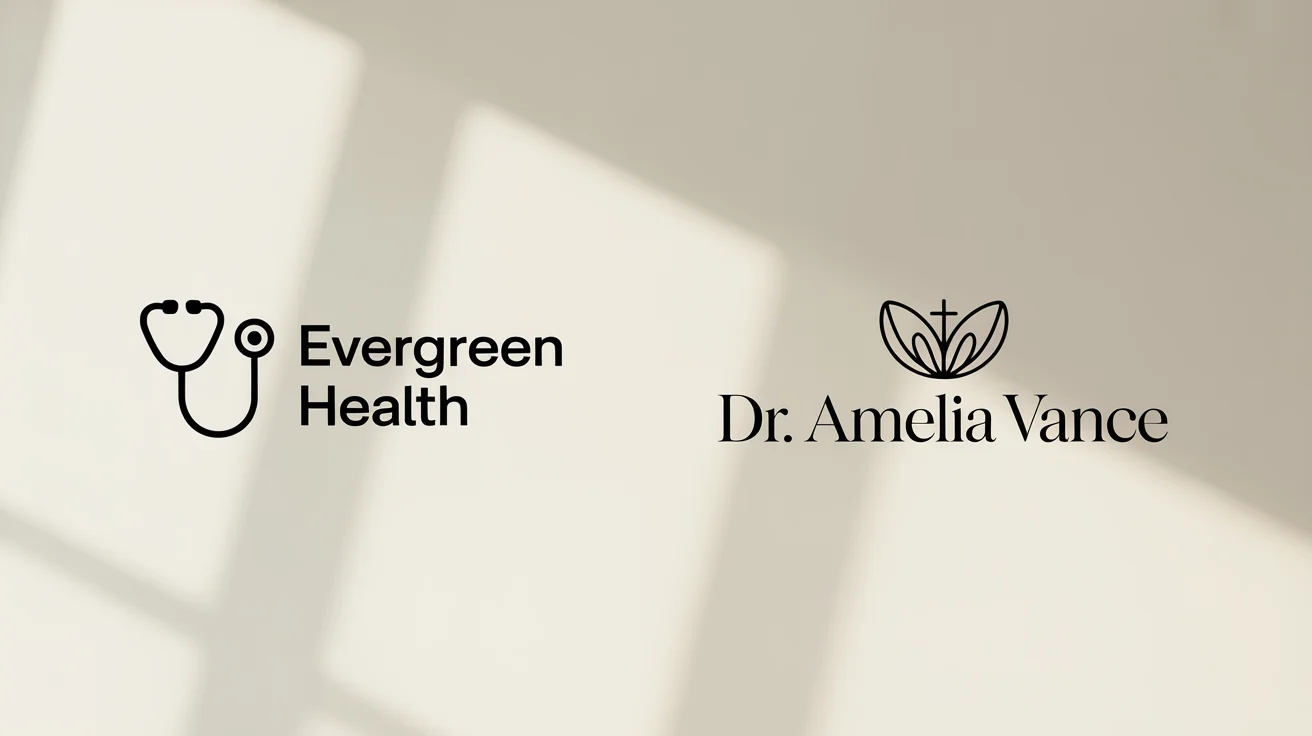 A showcase of three professionally designed logos for doctors and medical clinics, displayed horizontally on a clean background to demonstrate modern logo design styles.