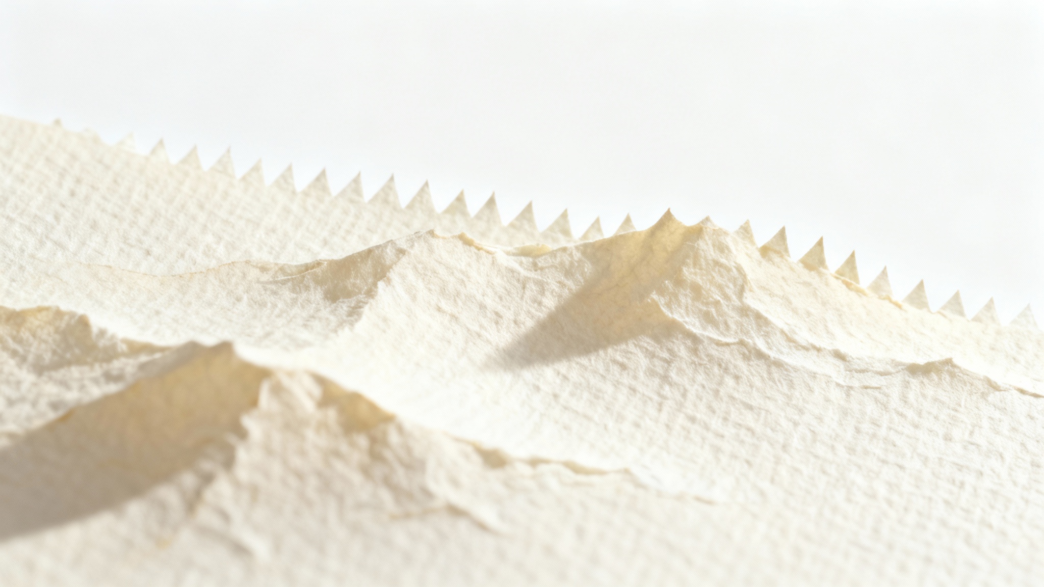 An extreme close-up of a high-quality watercolor paper sheet, showing its detailed, bumpy texture under soft side lighting against a clean white background.