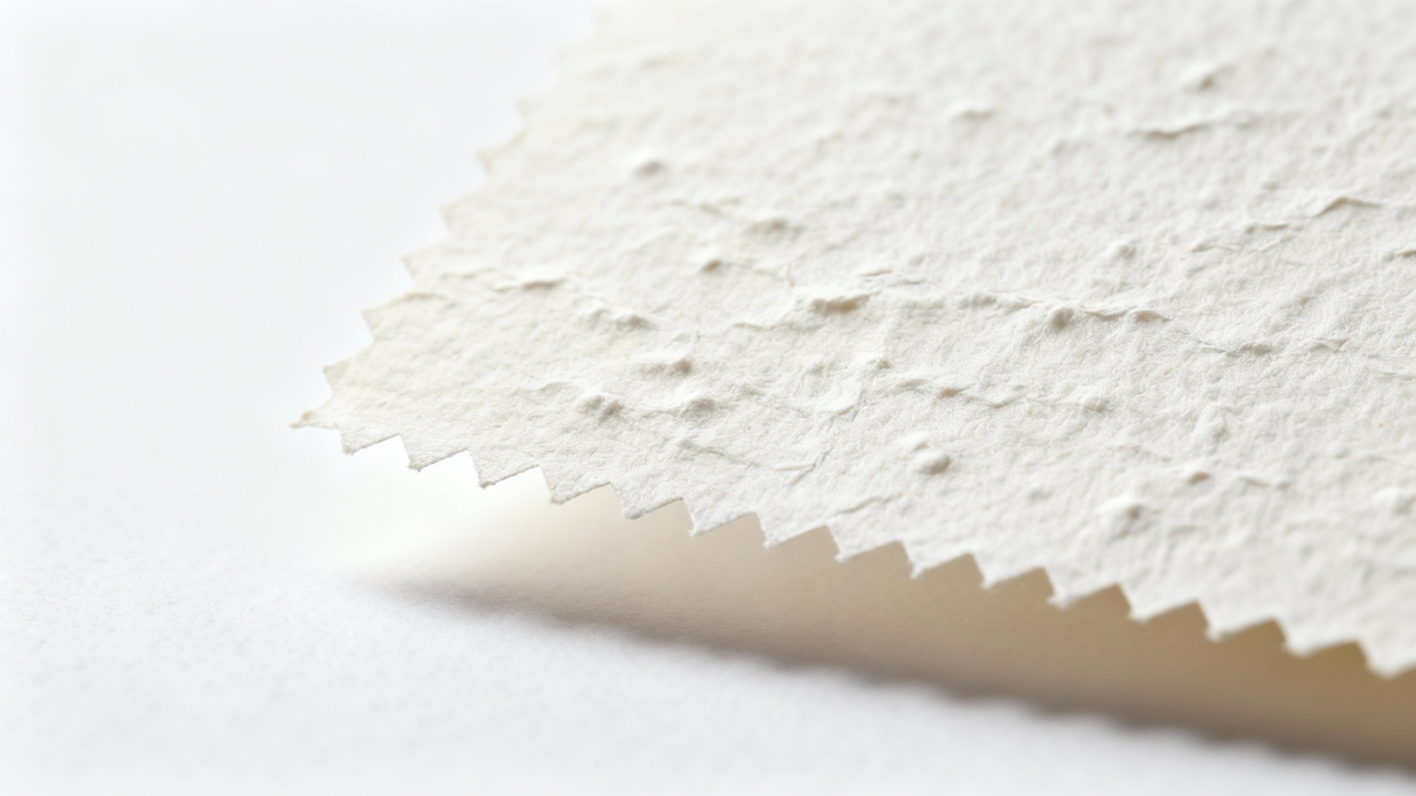 A close-up macro photograph of a sheet of textured watercolor paper on a clean white background, highlighting its fine grain and tooth.