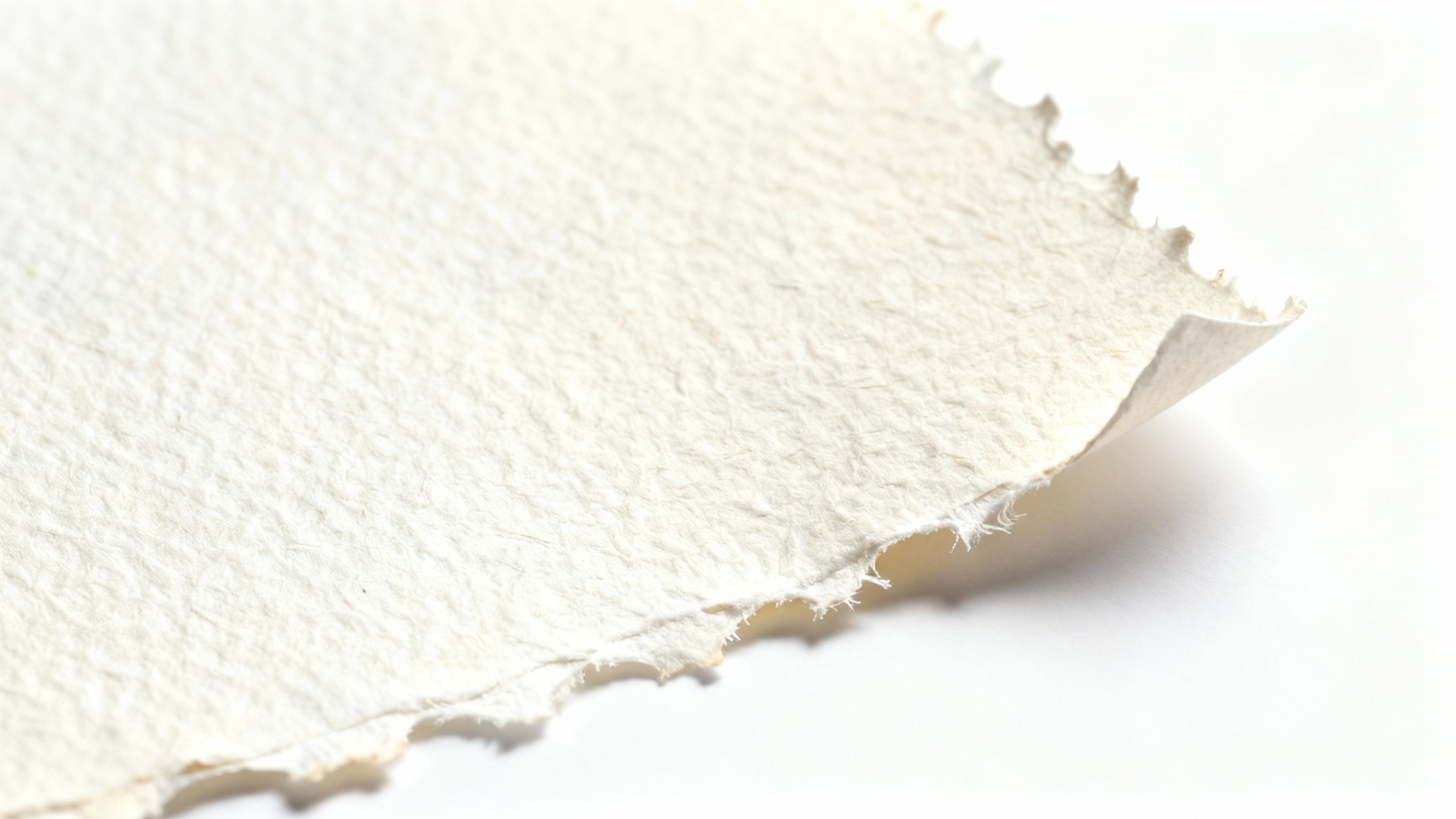A close-up, detailed photograph of a textured watercolor paper sheet on a white background, highlighting its rough grain and fibers.