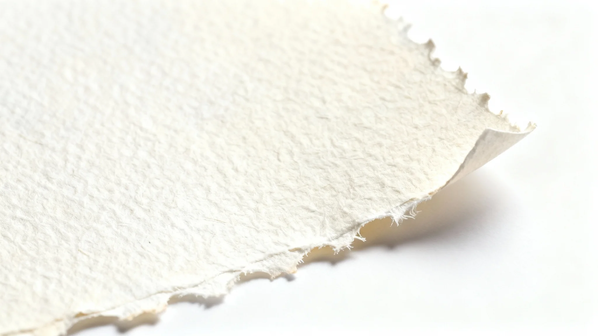 A close-up, detailed photograph of a textured watercolor paper sheet on a white background, highlighting its rough grain and fibers.