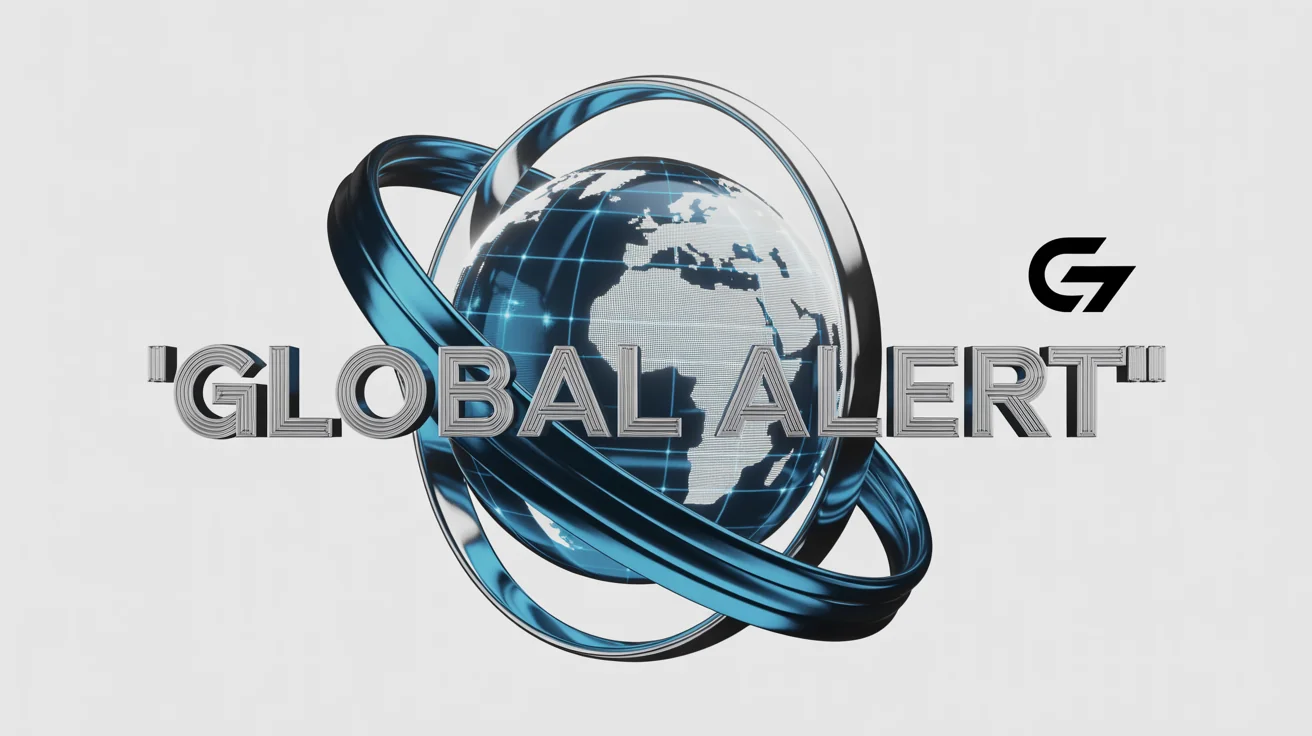 A 3D news intro graphic featuring a transparent blue globe with glowing lines, orbited by metallic shapes. The text 'BREAKING NEWS' is displayed in the foreground.