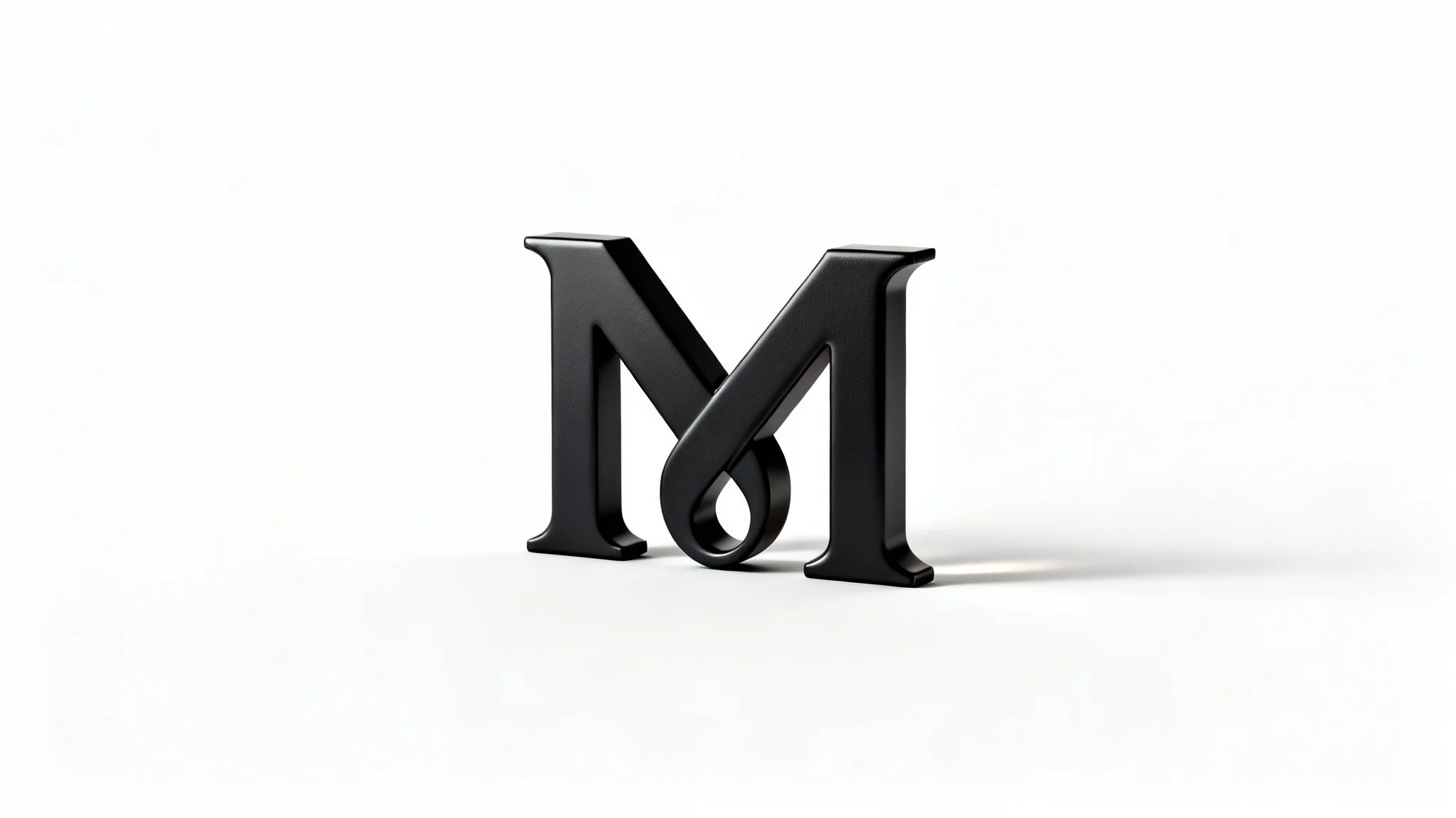 A minimalist and modern 3D logo featuring the letters 'MM' intertwined, rendered in a matte black finish and isolated on a clean white background.