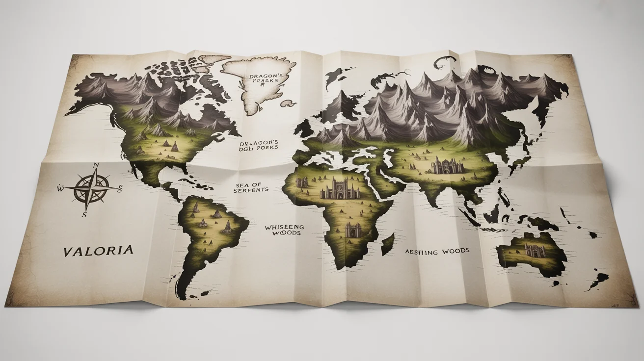 An intricate, hand-drawn fantasy map of the continent of Valoria, styled for a Dungeons & Dragons game, on a piece of aged parchment against a white background.