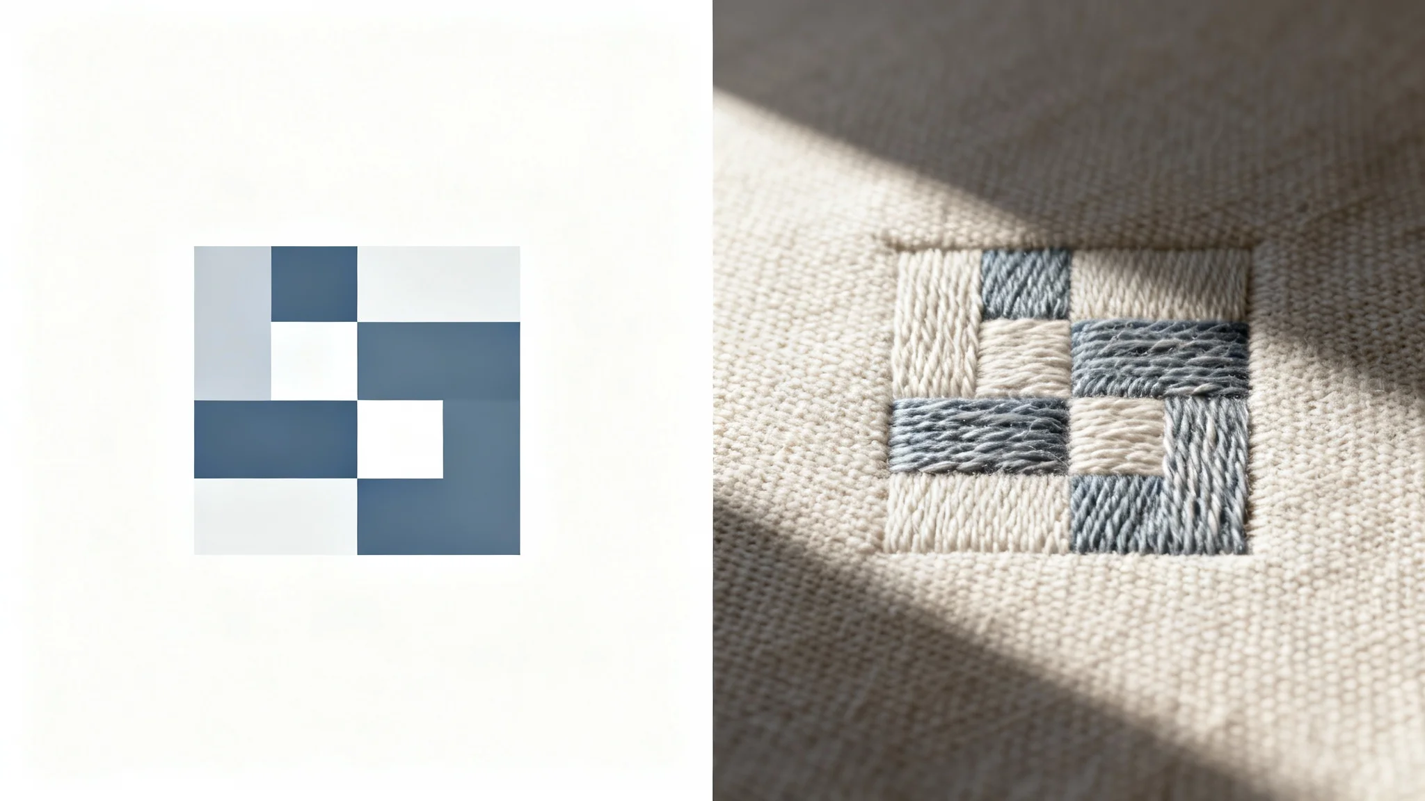 A side-by-side comparison showing the effect of adding a fabric texture. On the left, a simple flat graphic design. On the right, the same design appears with a realistic and detailed canvas texture, giving it depth.