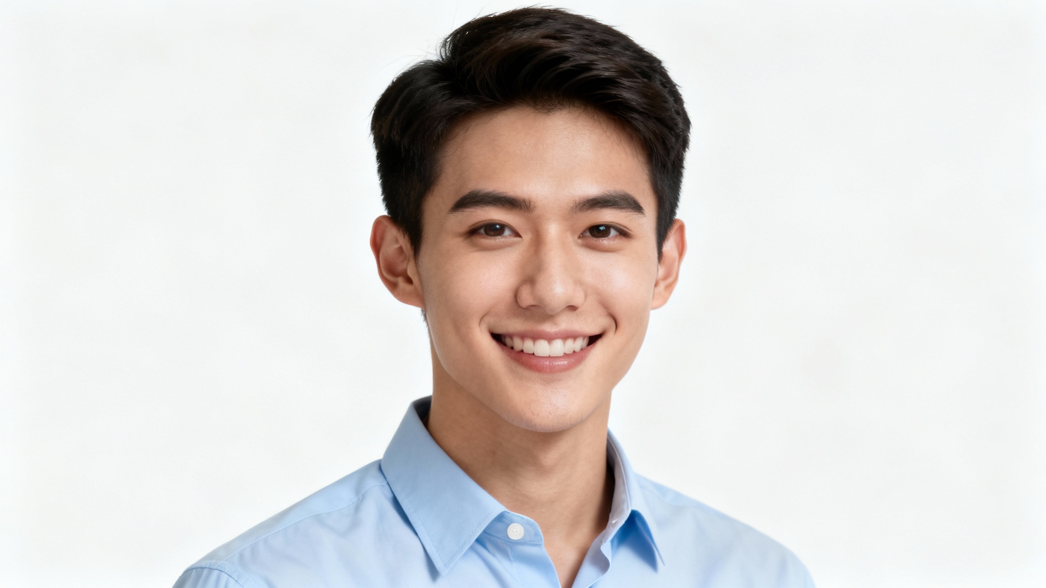 A professional headshot of a smiling man against a solid white background, representing a headshot ready for background removal.
