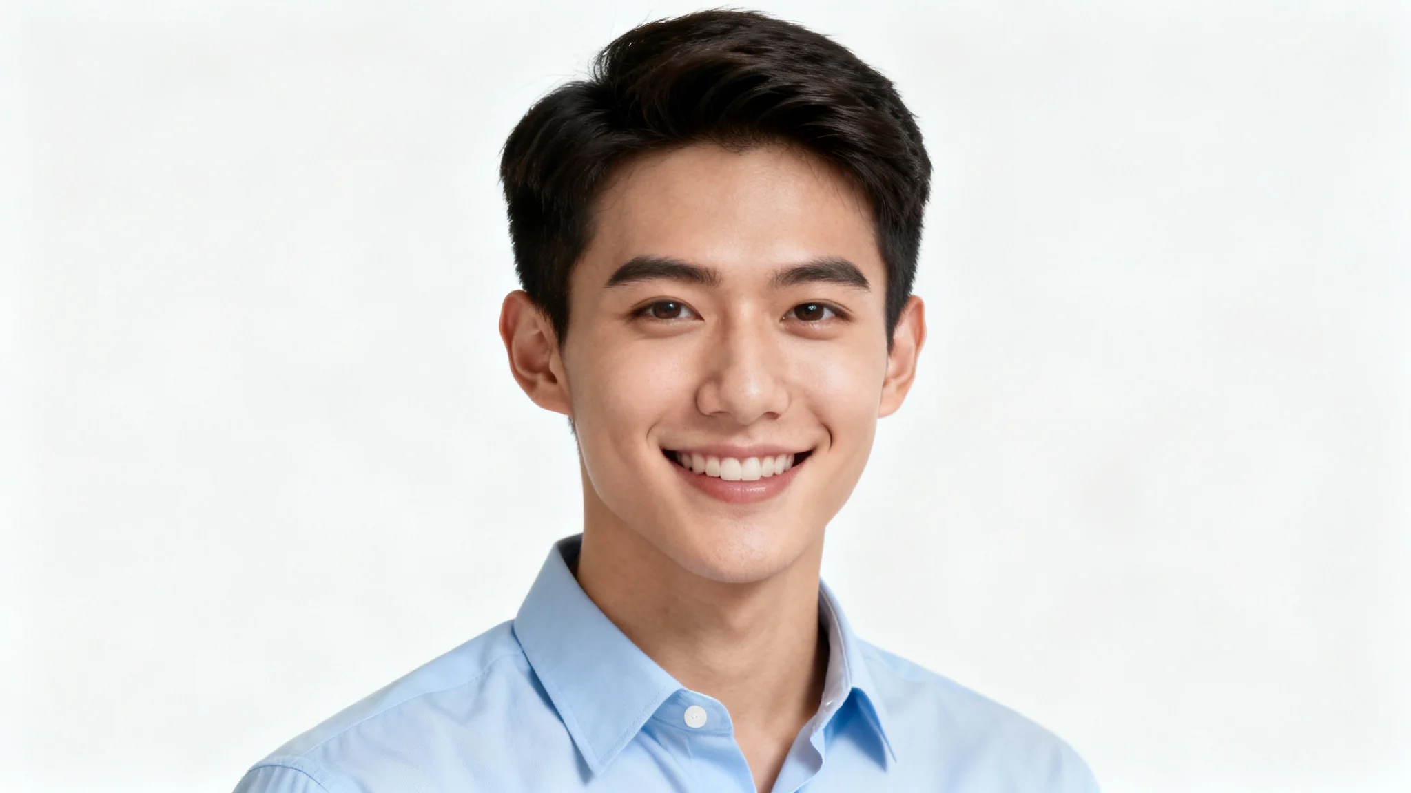 A professional headshot of a smiling man against a solid white background, representing a headshot ready for background removal.