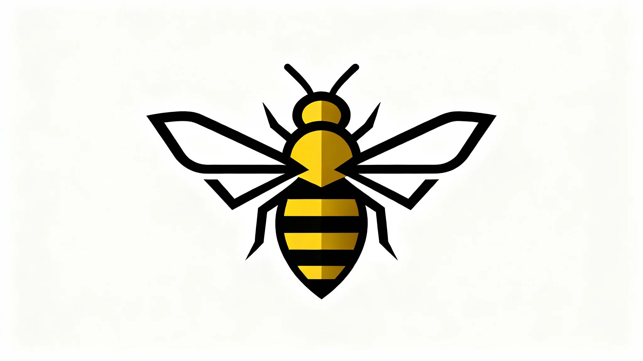 A modern, minimalist logo of a stylized bee with black and yellow stripes, designed in a geometric flat style and presented on a white background.
