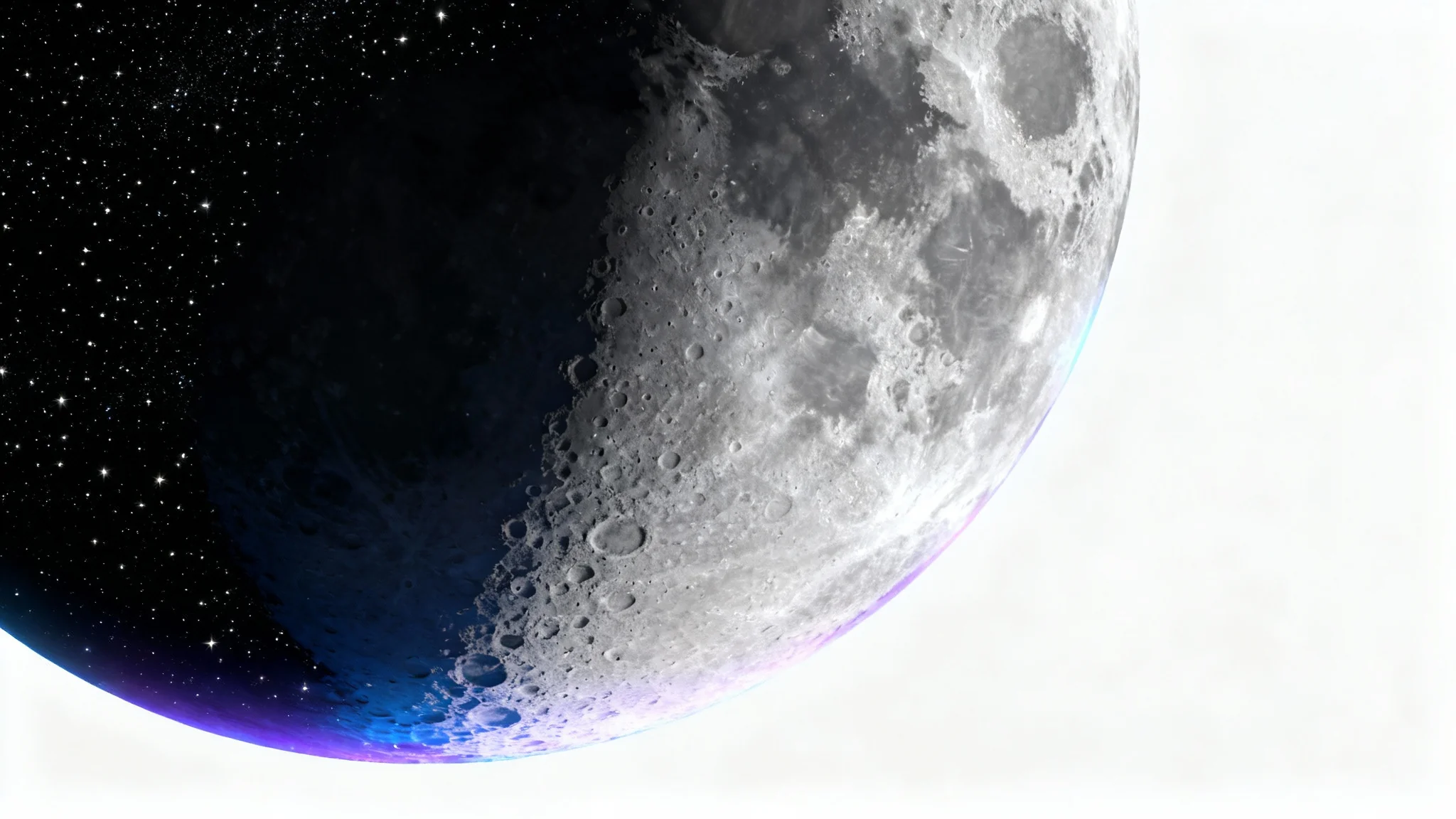 An incredibly detailed and enhanced photograph of the full moon, showing hyper-realistic craters and a magical blue glow, isolated against a clean white background.