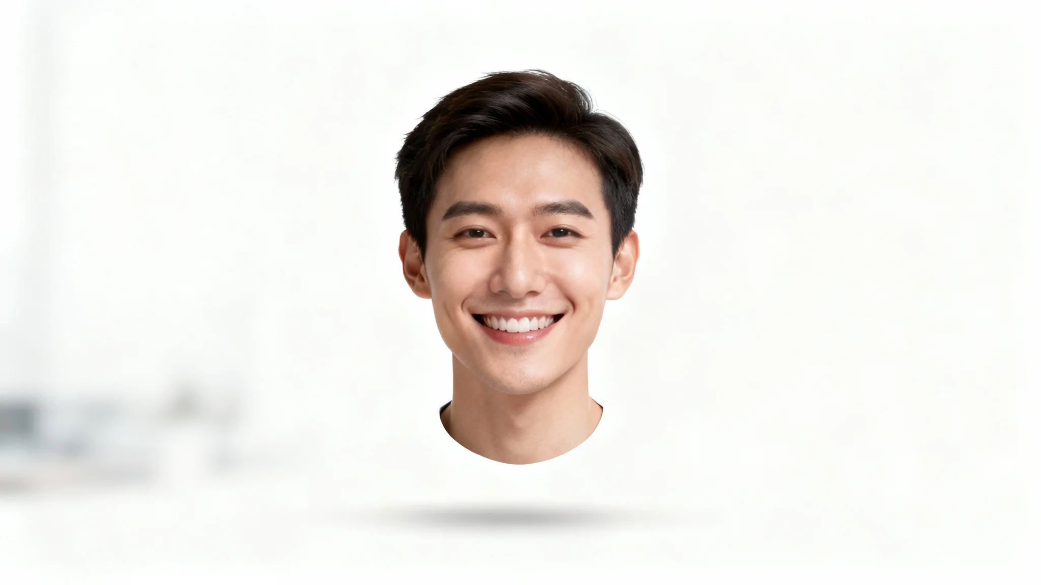 A photorealistic mockup illustrating the face cutout feature, showing a person's portrait precisely lifted from its background with a 3D effect, all set against a clean white background.