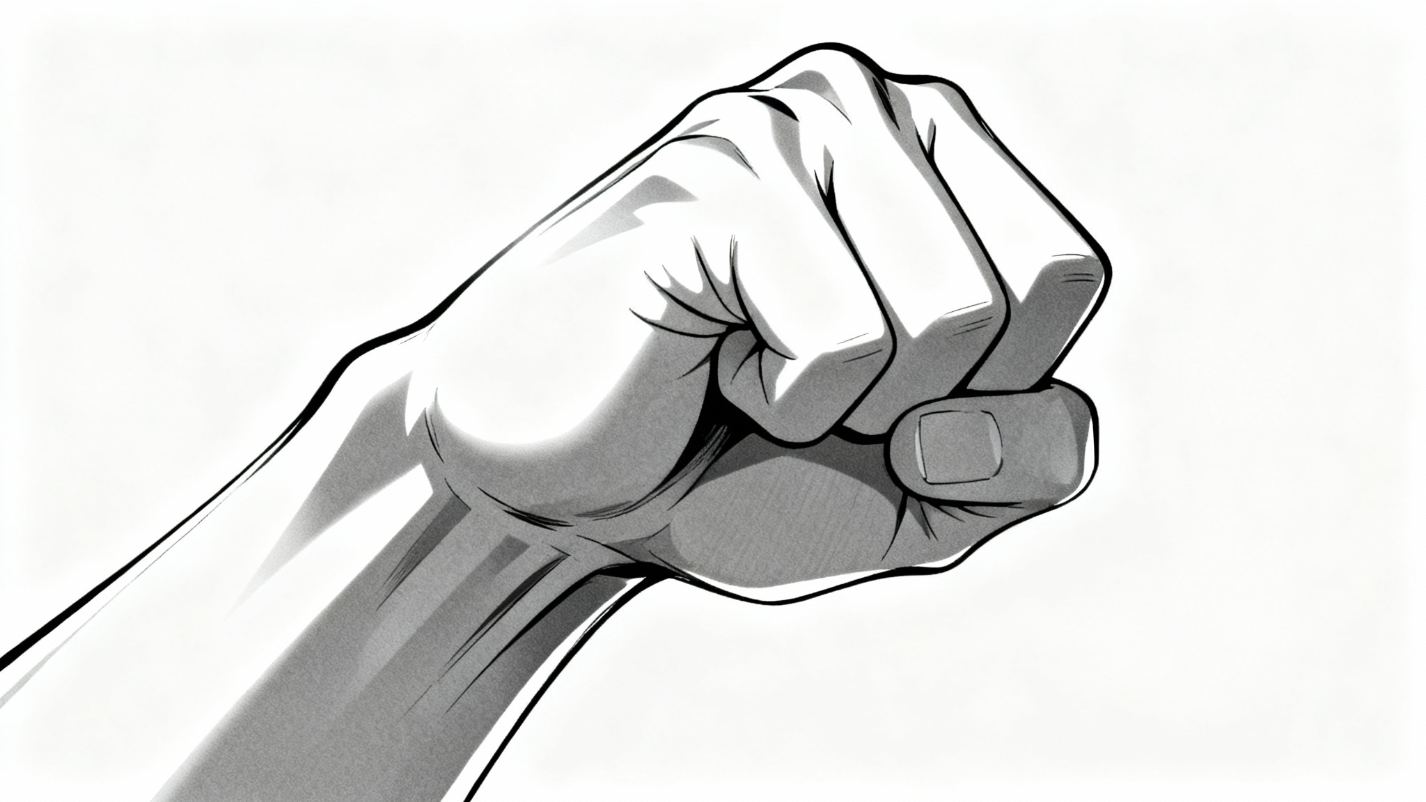 A close-up illustration of a hand in an anime art style, demonstrating dramatic shading and highlighting to create a 3D effect, set against a plain white background.