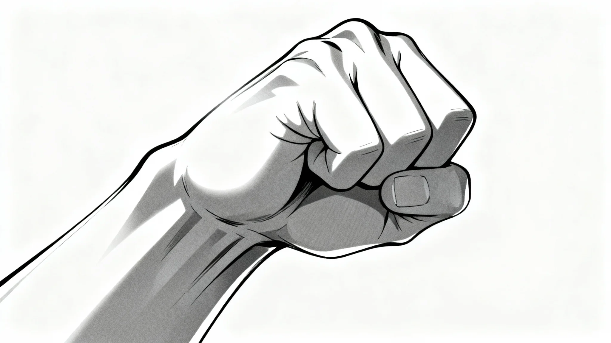 A close-up illustration of a hand in an anime art style, demonstrating dramatic shading and highlighting to create a 3D effect, set against a plain white background.