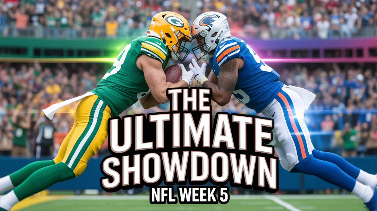 A professionally designed NFL YouTube thumbnail showing two rival players facing off, with bold text in the middle that says 'THE ULTIMATE SHOWDOWN'.