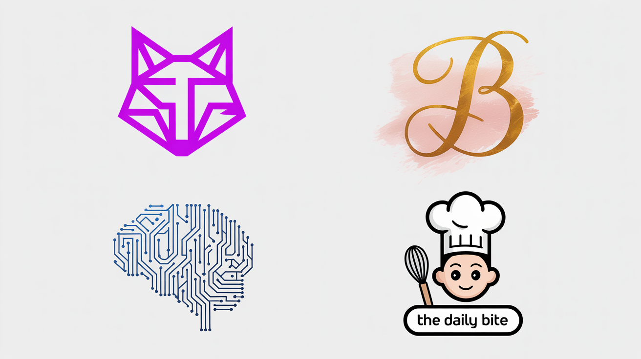 A collection of four professionally designed YouTube channel icons for different genres like gaming, beauty, tech, and cooking, displayed in a grid on a white background.