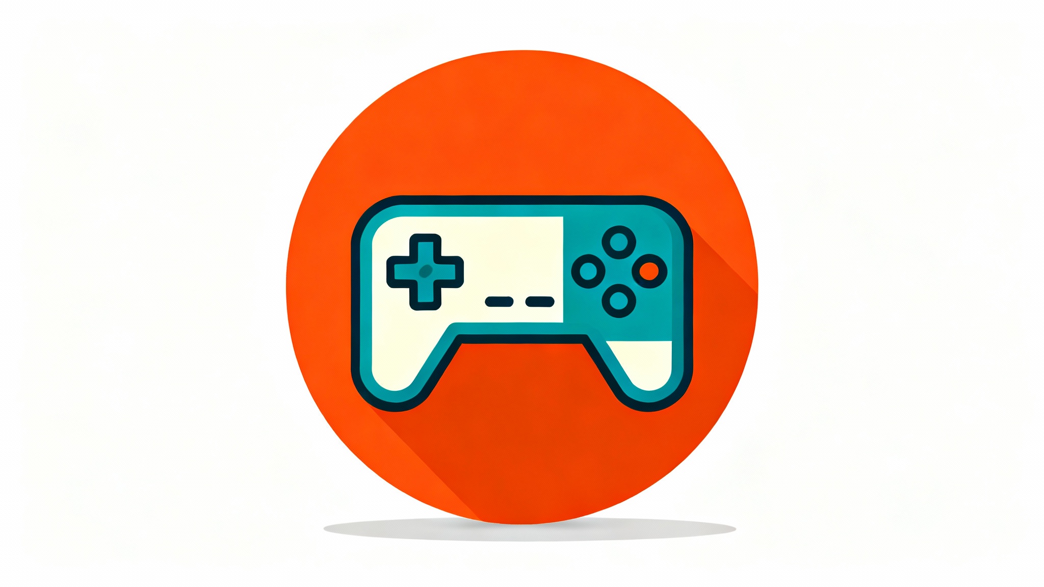 A mockup of a circular YouTube channel icon for a gaming channel, featuring a stylized retro game controller in orange and teal, set against a clean white background.