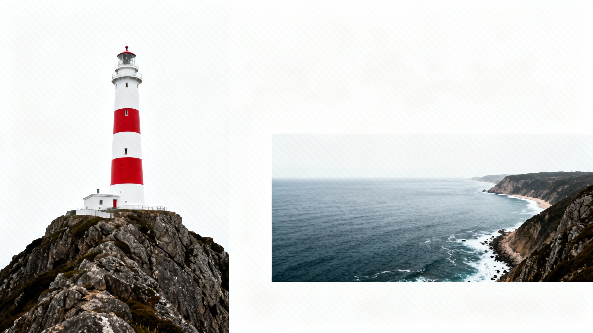 A visual representation of an image's orientation changing from vertical to horizontal, shown with a side-by-side comparison of a lighthouse photo.