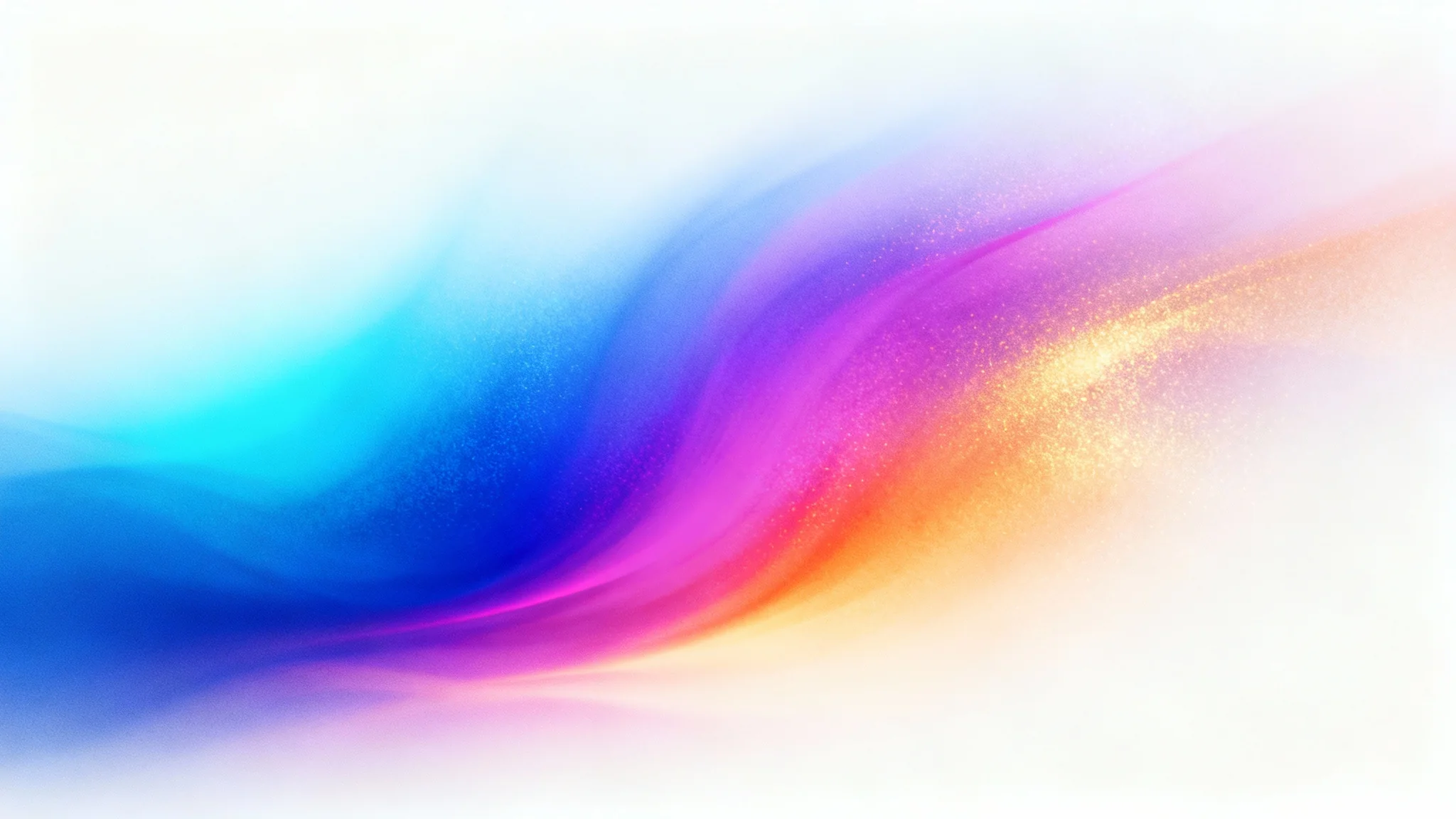 An abstract image displaying a smooth, vibrant gradient background blending from cerulean blue to magenta and golden orange, with a subtle grain texture.