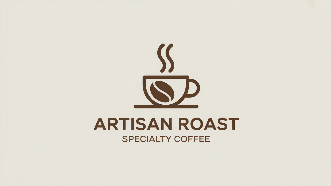 A professionally designed logo for a coffee shop named 'Artisan Roast', featuring a stylized icon of a steaming coffee cup and a coffee bean, all set against a clean, light background.