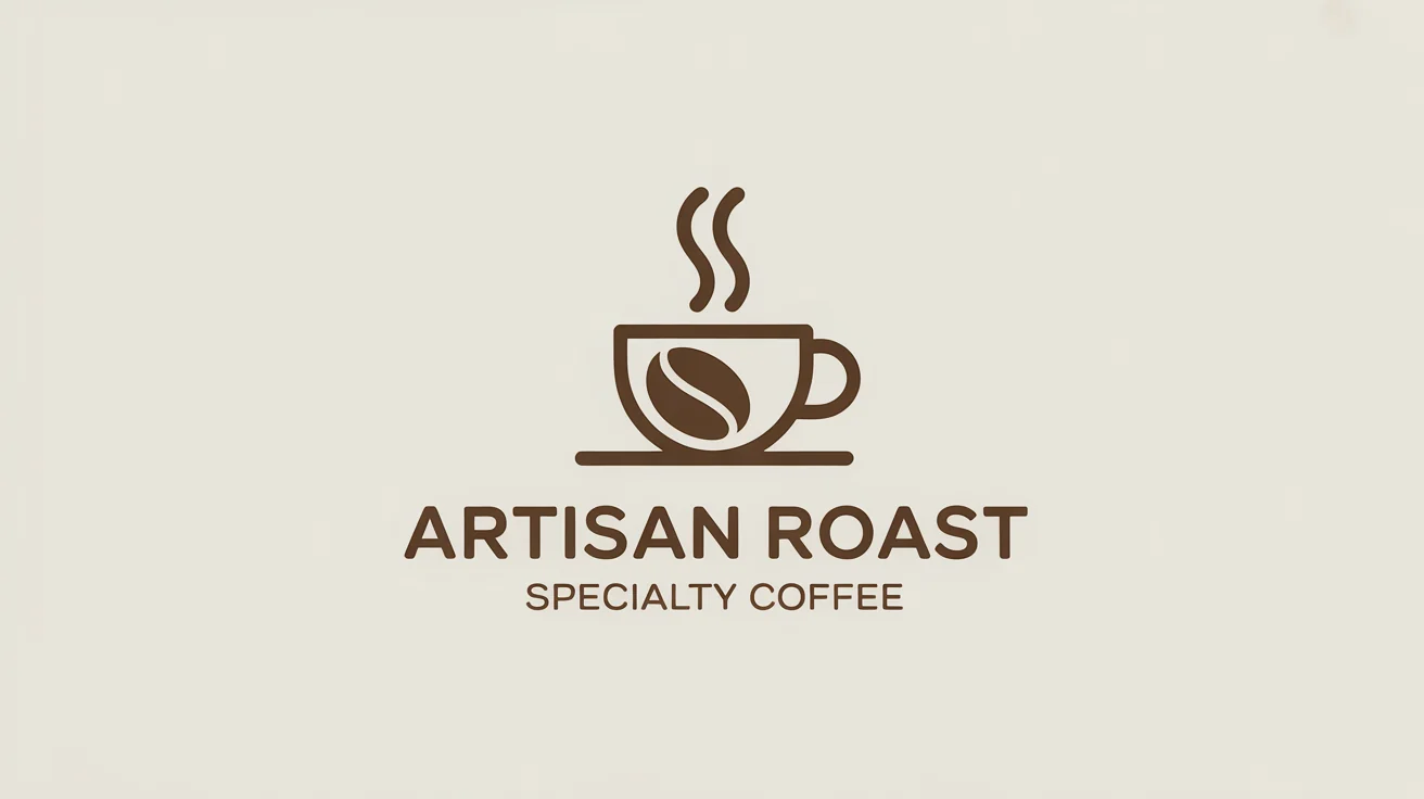 A professionally designed logo for a coffee shop named 'Artisan Roast', featuring a stylized icon of a steaming coffee cup and a coffee bean, all set against a clean, light background.