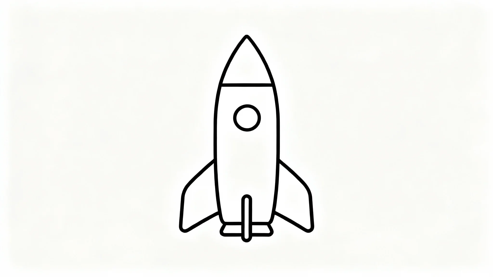 A minimalist black line art drawing of a rocket ship, created with a single continuous line on a clean white background.