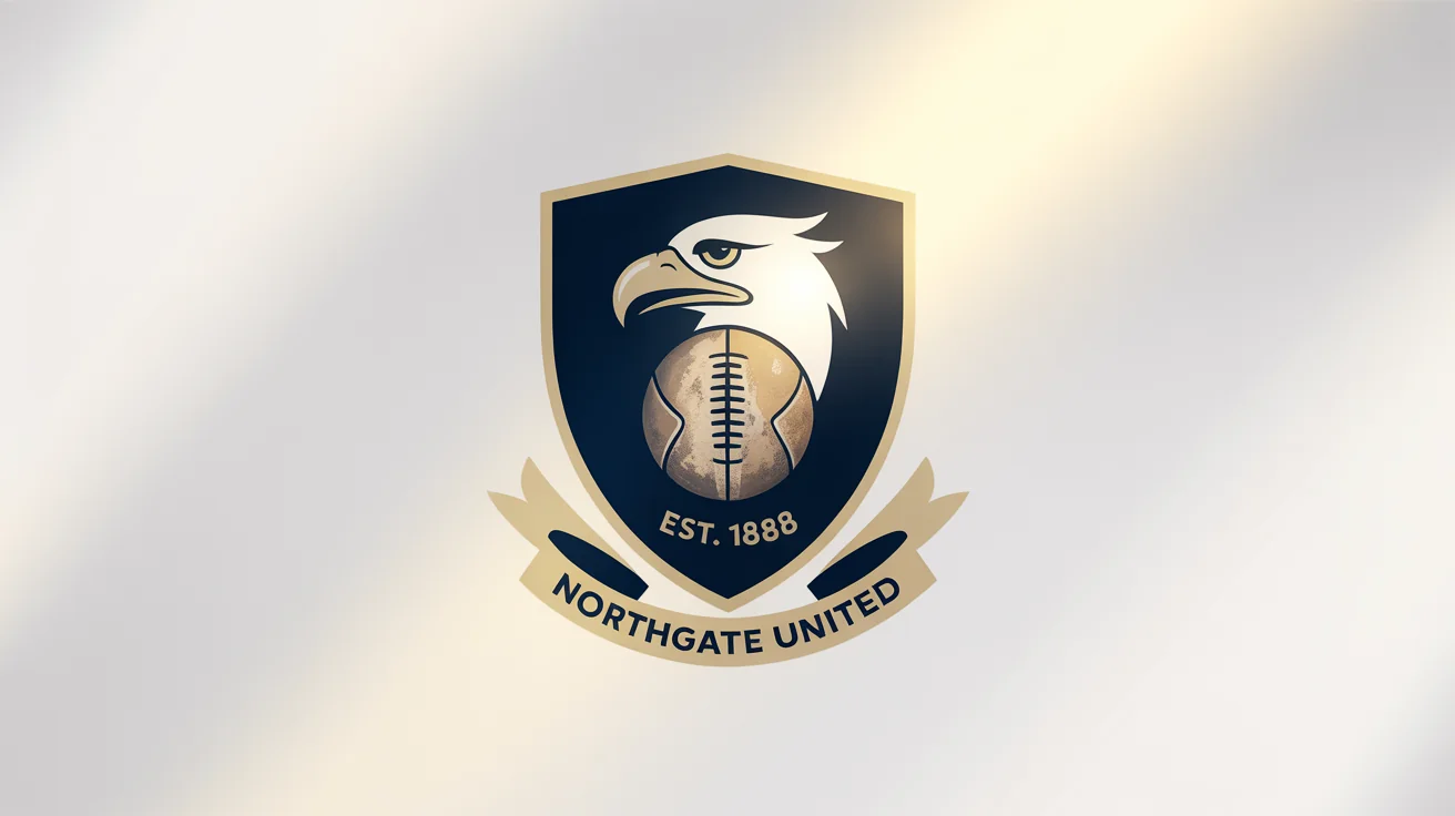 A modern, professional football club crest for 'Northgate United', featuring a gold griffin and the year '1888' on a navy blue and white shield, shown on a plain white background.