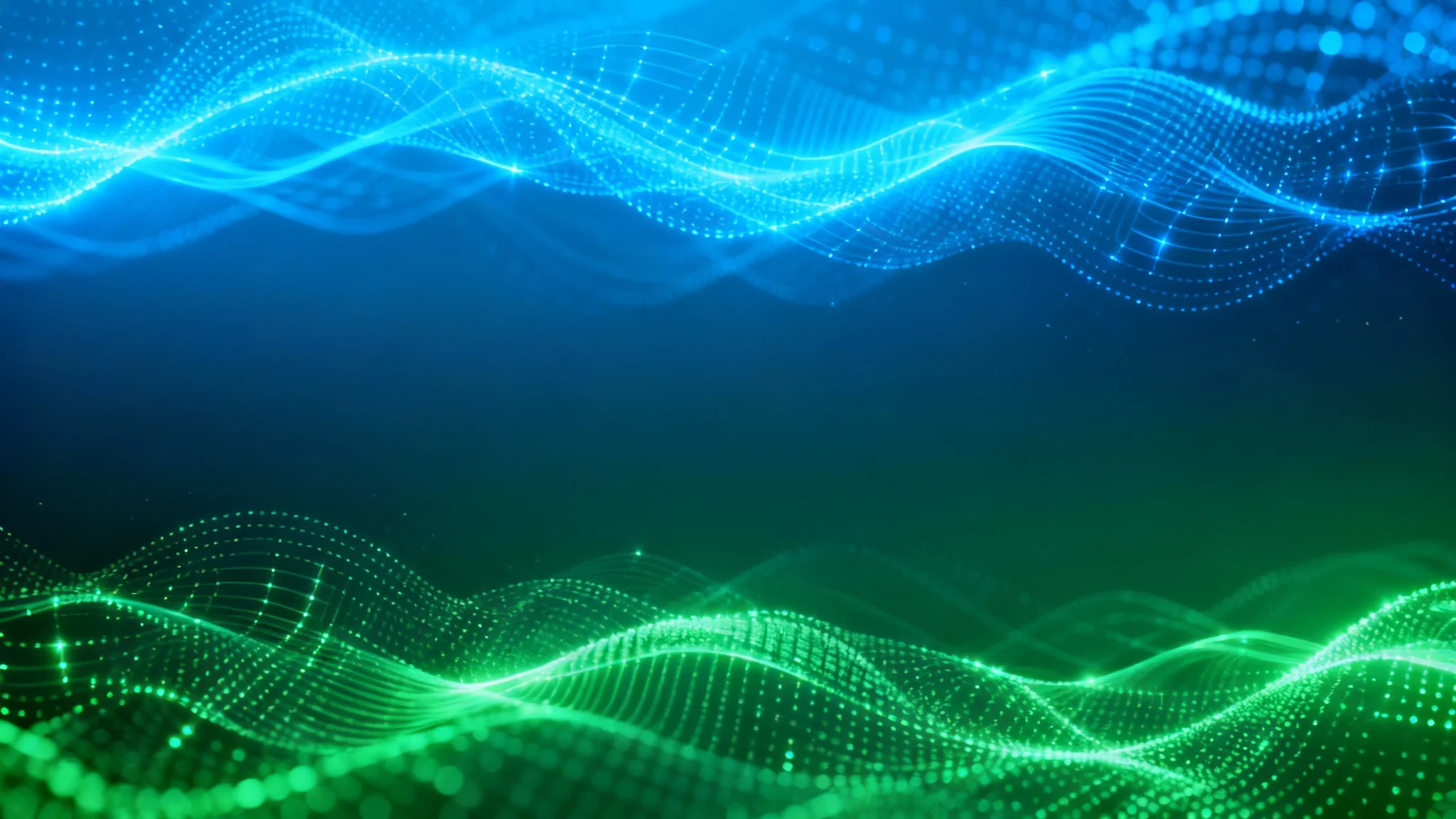 A stunning hero image showcasing a high-tech gradient background that transitions smoothly from bright electric blue to rich emerald green. Intricate digital wave patterns flow across the gradient, giving it a modern and dynamic feel.