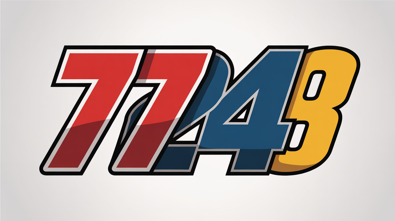 A mockup showcasing three examples of racing number typography, '77', '24', and '8', in bold, dynamic styles and colors like red, blue, and yellow, set against a clean white background.