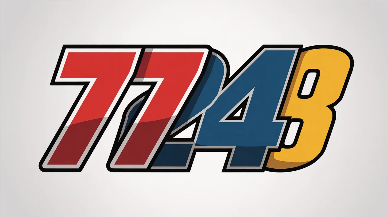 A mockup showcasing three examples of racing number typography, '77', '24', and '8', in bold, dynamic styles and colors like red, blue, and yellow, set against a clean white background.