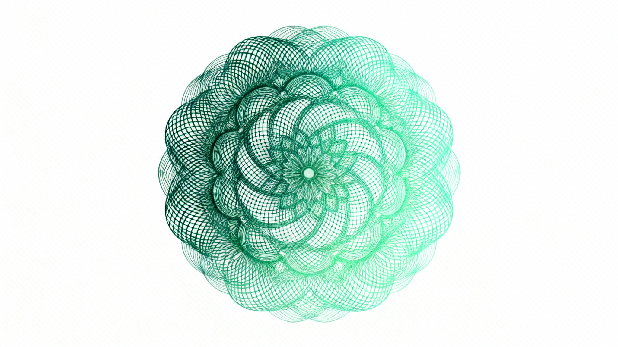A detailed digital rendering of an intricate guilloche pattern, featuring interwoven green lines in emerald and mint shades on a light cream background. The pattern is complex and symmetrical, evoking a sense of security and elegance.