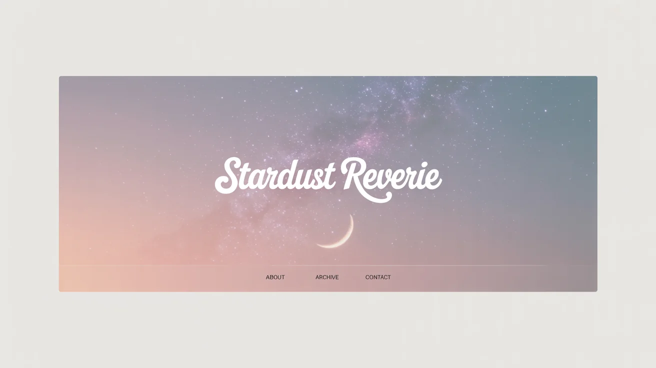 A mockup of a Tumblr banner with a dreamy pastel cloudscape and the words 'Stardust Reverie' in a white script font, displayed on a white background.