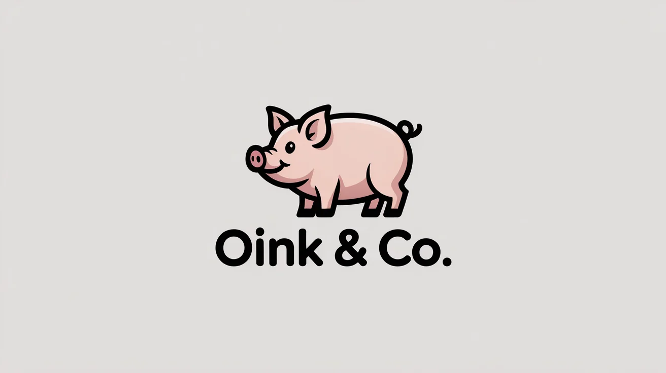A professional hero image showcasing a minimalist logo of a friendly pig with the brand name 'Oink & Co.' displayed on a clean background.