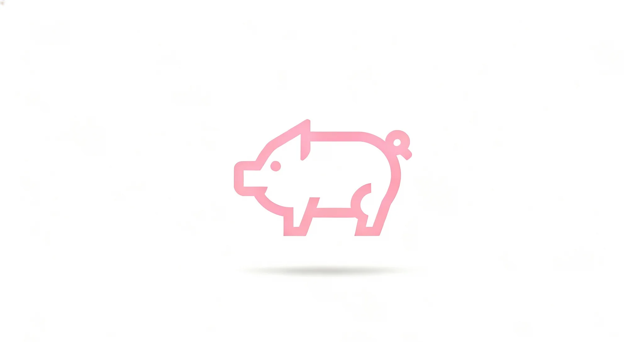 A modern, minimalist pig logo in a friendly pastel pink, presented on a crisp white background.