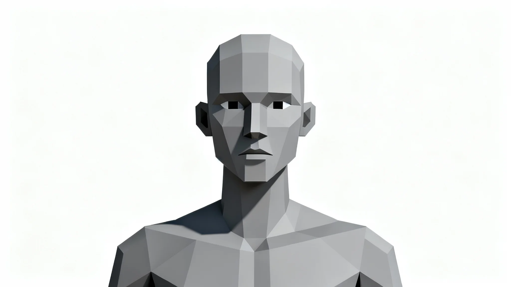 A 3D model of a grey, low-polygon humanoid figure representing an NPC meme, with a blank expression, against a white background.