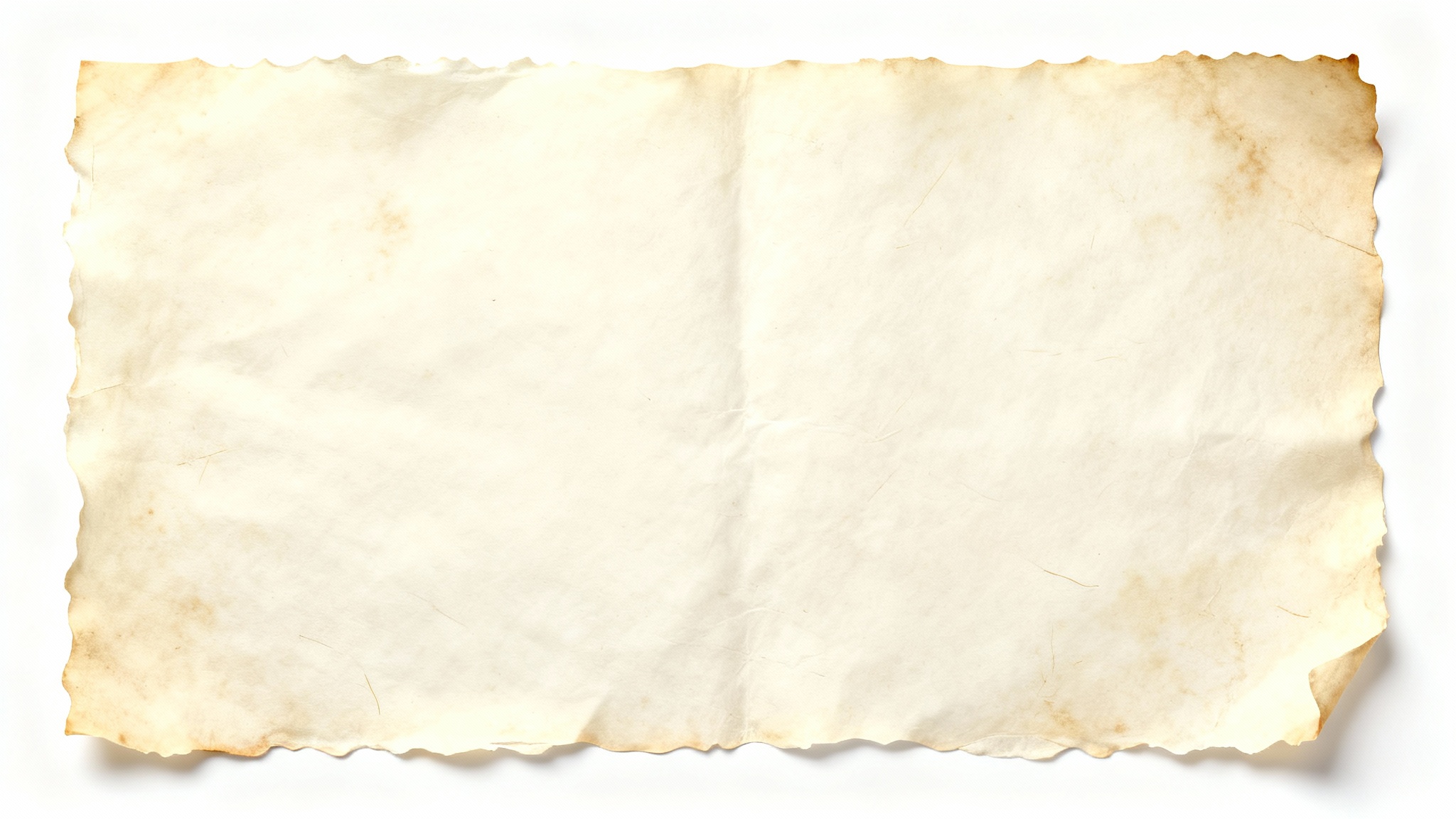 A sheet of aged, textured parchment paper with irregular edges, set against a plain white background, suitable for a presentation slide.