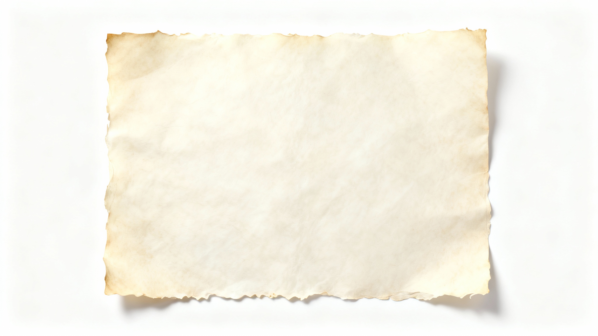 A high-quality image of a single sheet of textured, light-beige parchment paper with naturally irregular edges, presented flat against a white background.