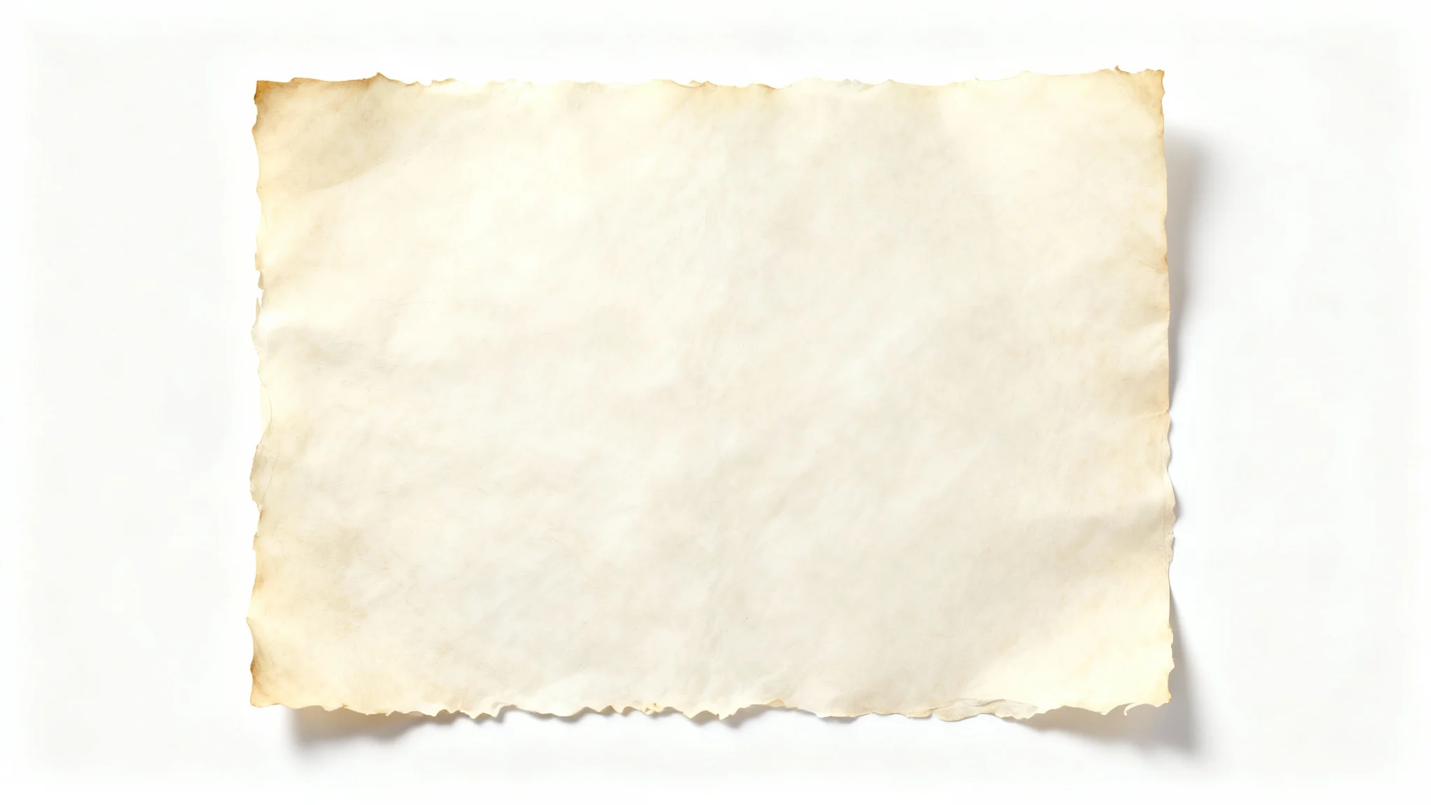 A high-quality image of a single sheet of textured, light-beige parchment paper with naturally irregular edges, presented flat against a white background.
