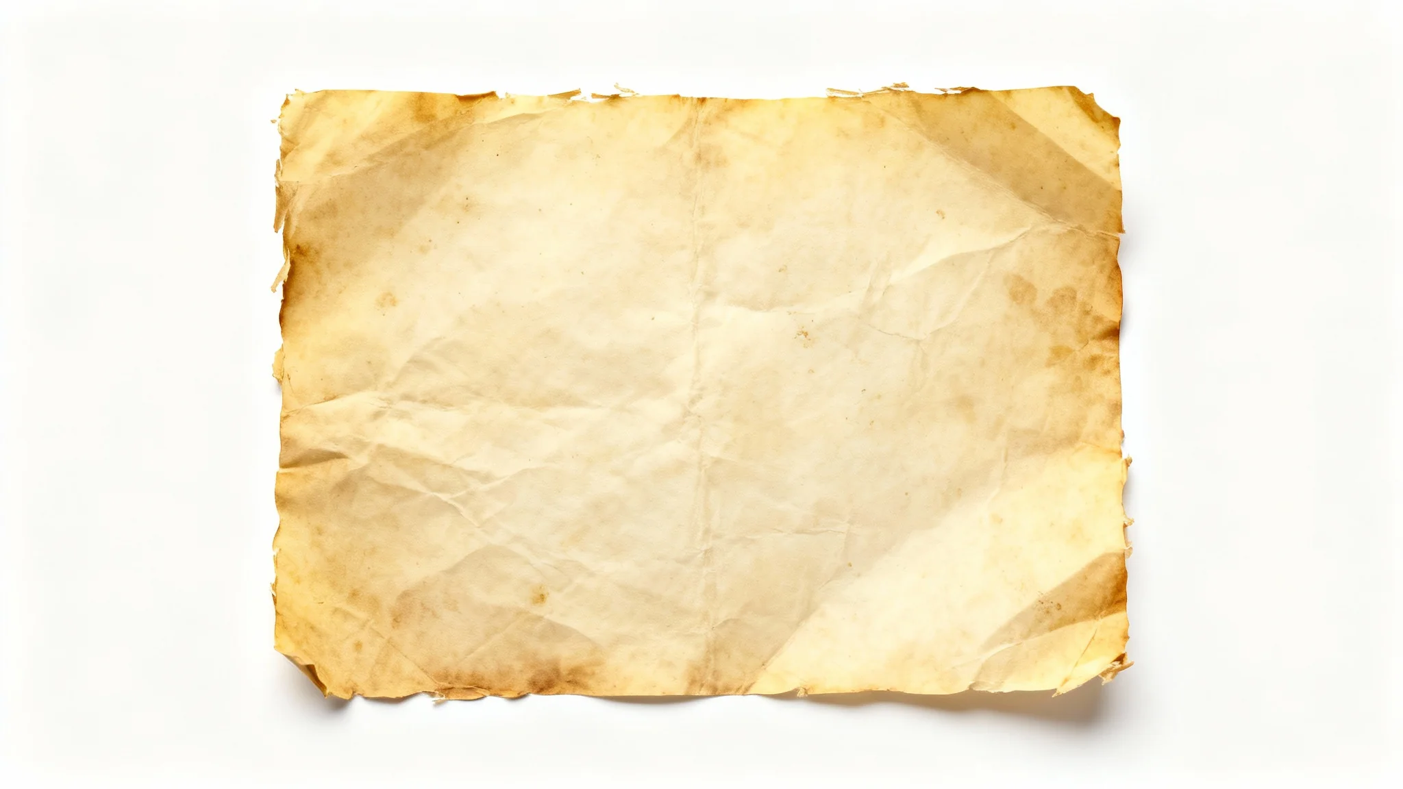 A detailed mockup of an aged parchment slide background, showing its fibrous texture, warm yellow color, and slightly tattered edges against a clean white background.