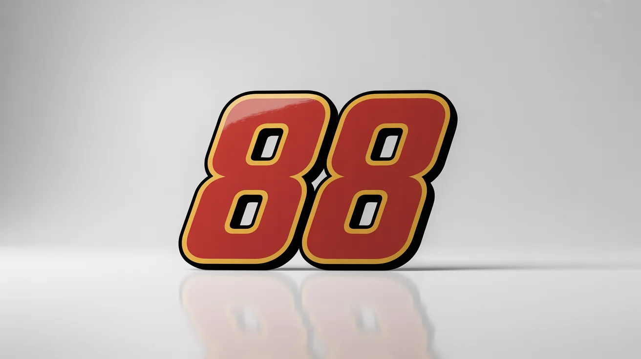 A graphic design mockup of the number '88' in a bold, red NASCAR-style racing font with a yellow outline and black shadow, isolated on a white background.