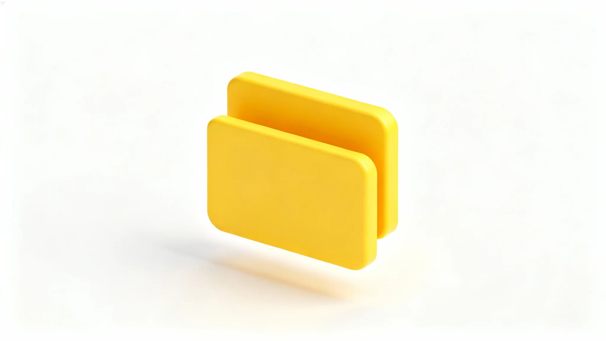 A minimalist 3D rendering of a bright yellow folder icon, centered on a clean white background, symbolizing digital organization.