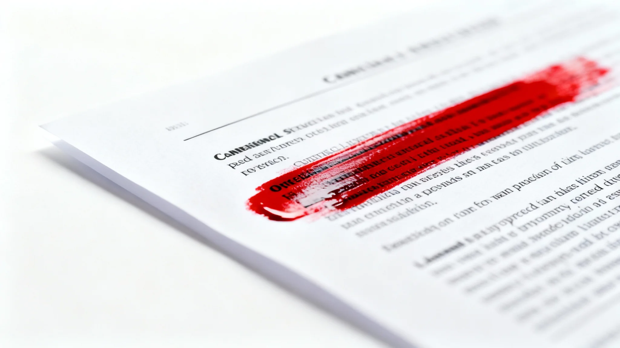 A close-up image of a document where several lines of text have been completely blacked out with a thick black marker, symbolizing the redaction of information.