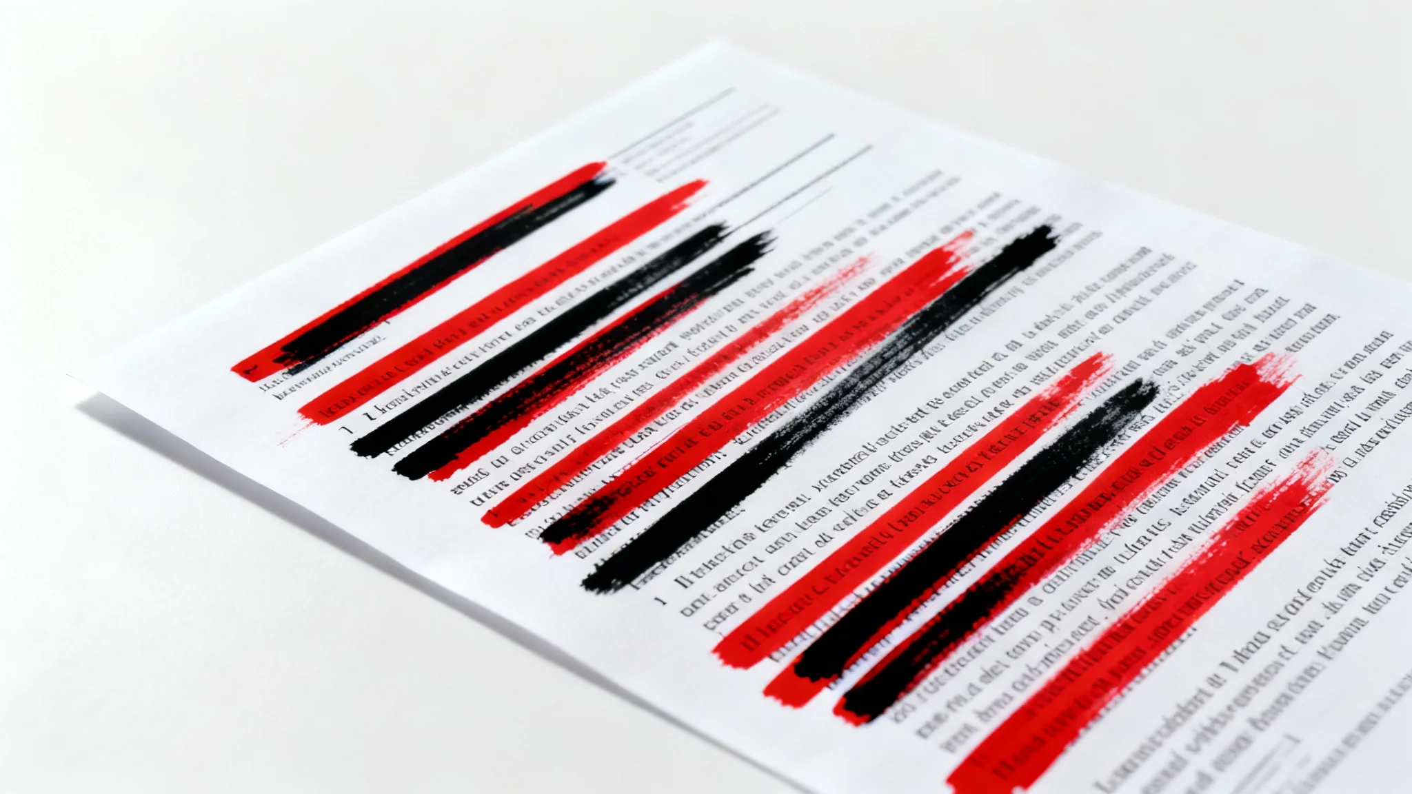 A photorealistic image of a document with several lines of text blacked out with a thick marker, symbolizing the redaction of sensitive information.