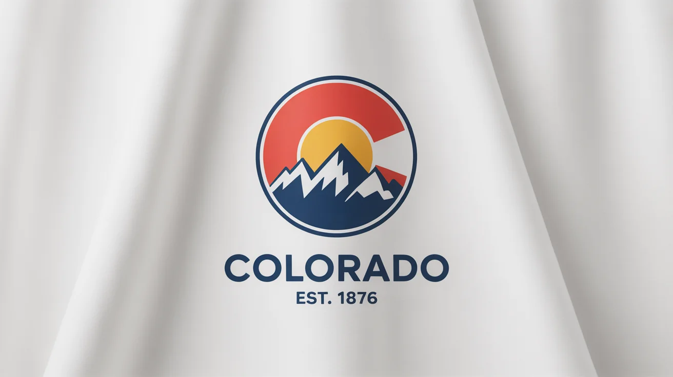 A modern, circular logo for a Colorado brand, showing stylized mountains and a sun, with the text 'COLORADO Est. 1876' below it, on a white background.